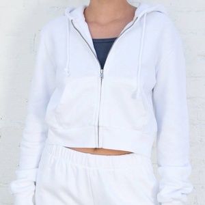 Cropped white Brandy Melville Christy hoodie